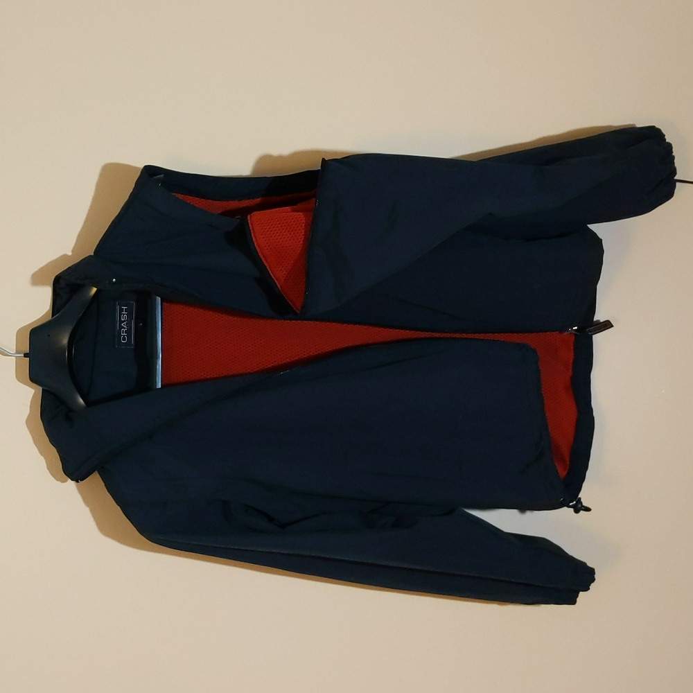 Crash| Blue and Red Long Sleeve Utility Jacket With Removable Sleeves